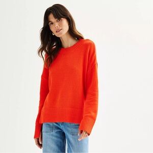 NWT Sonoma Side Slit Crewneck Sweater Orange Size XXL
